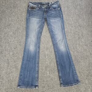 Miss Me JP7233SB Slim Bootcut Jeans Womens 28x34 Rainbow Rhinestone Bling